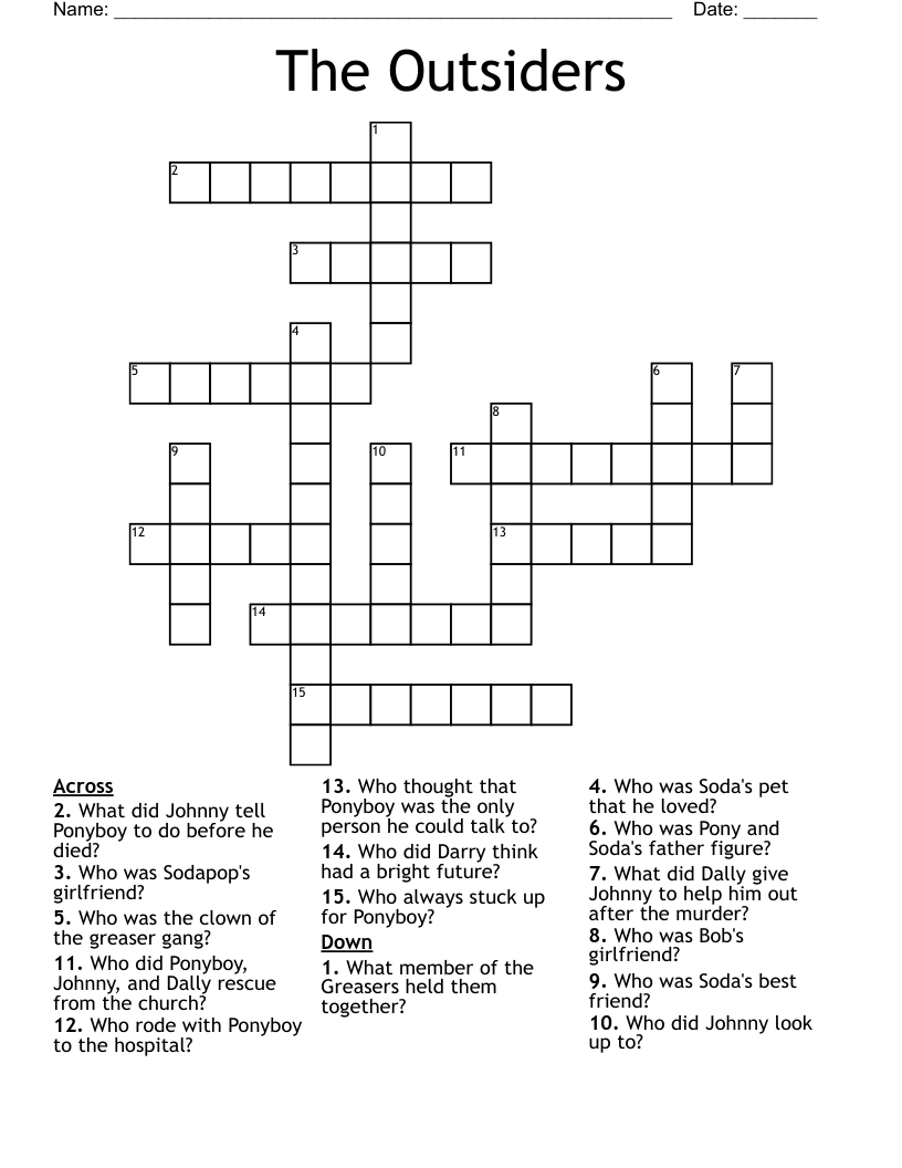 The Outsiders Crossword