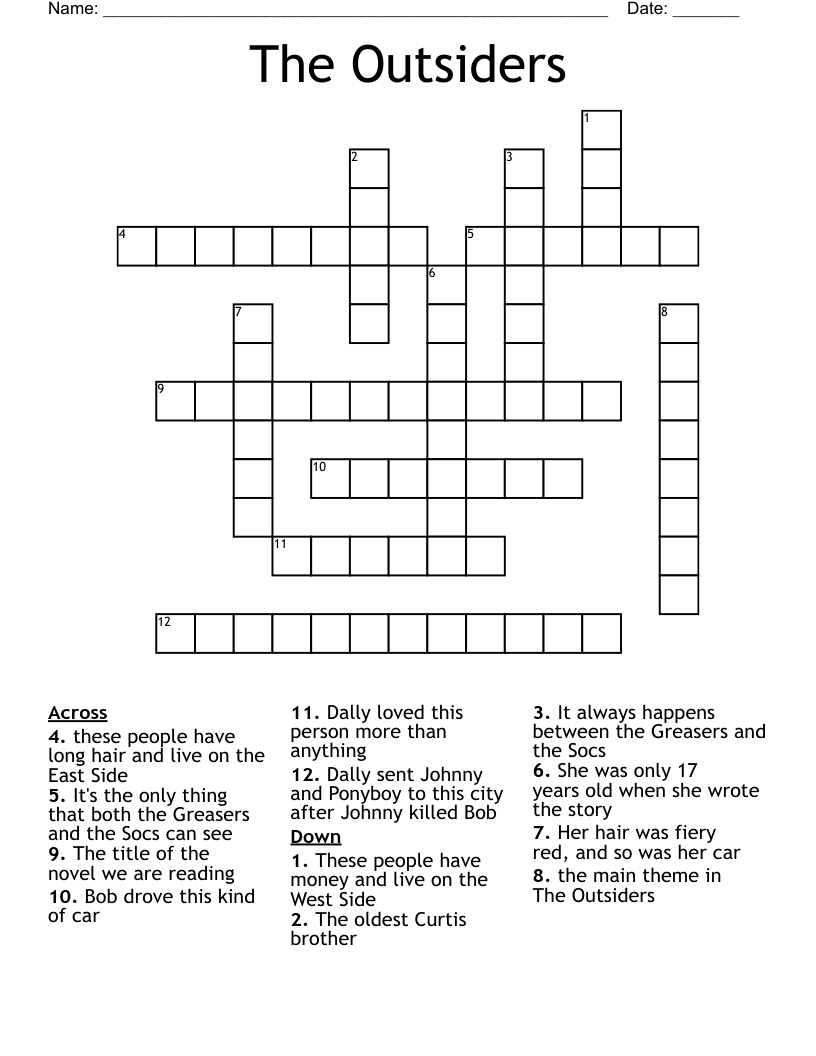 The Outsiders Crossword