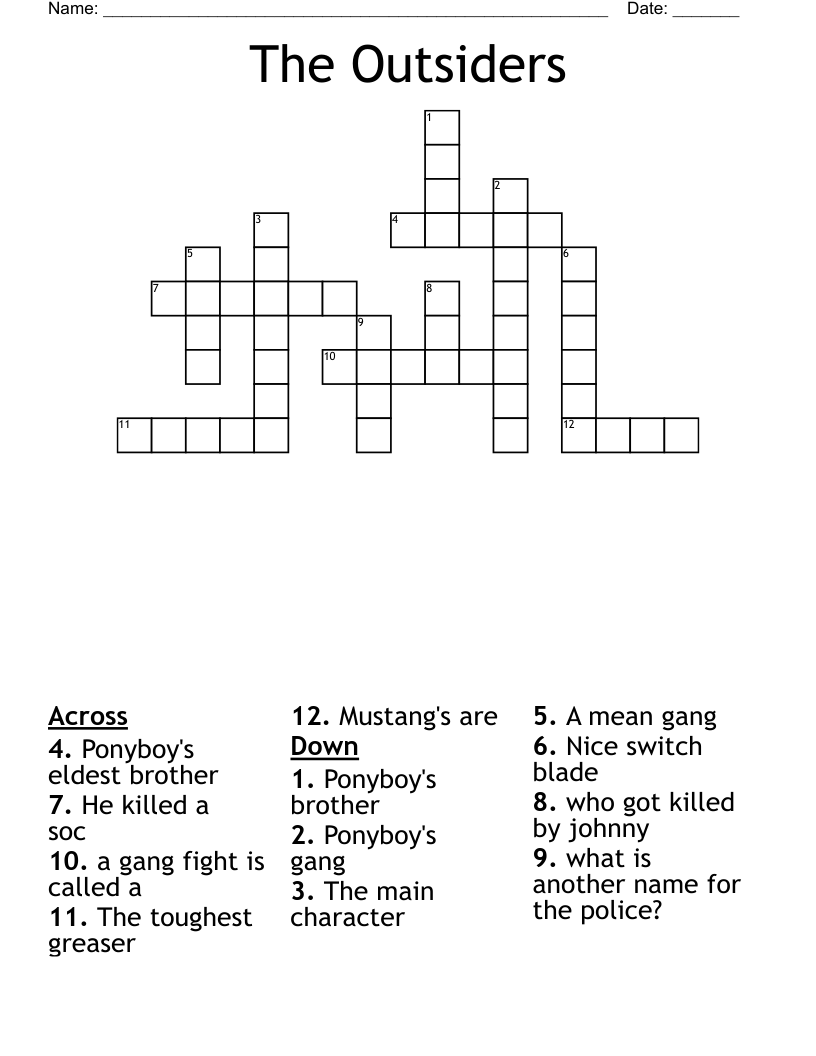 The Outsiders Crossword
