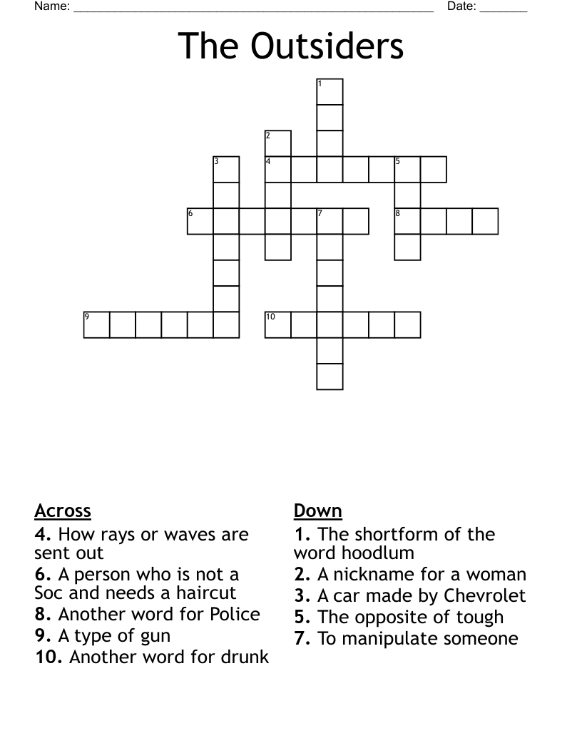 The Outsiders Crossword