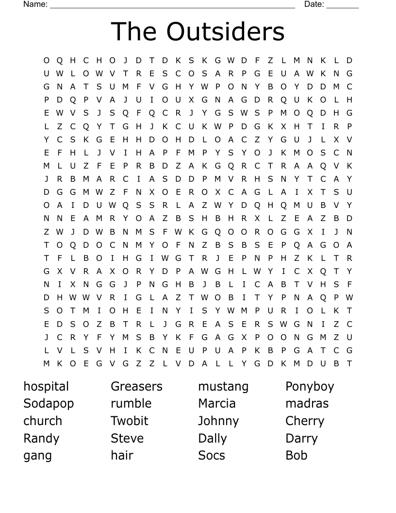 The Outsiders Word Search
