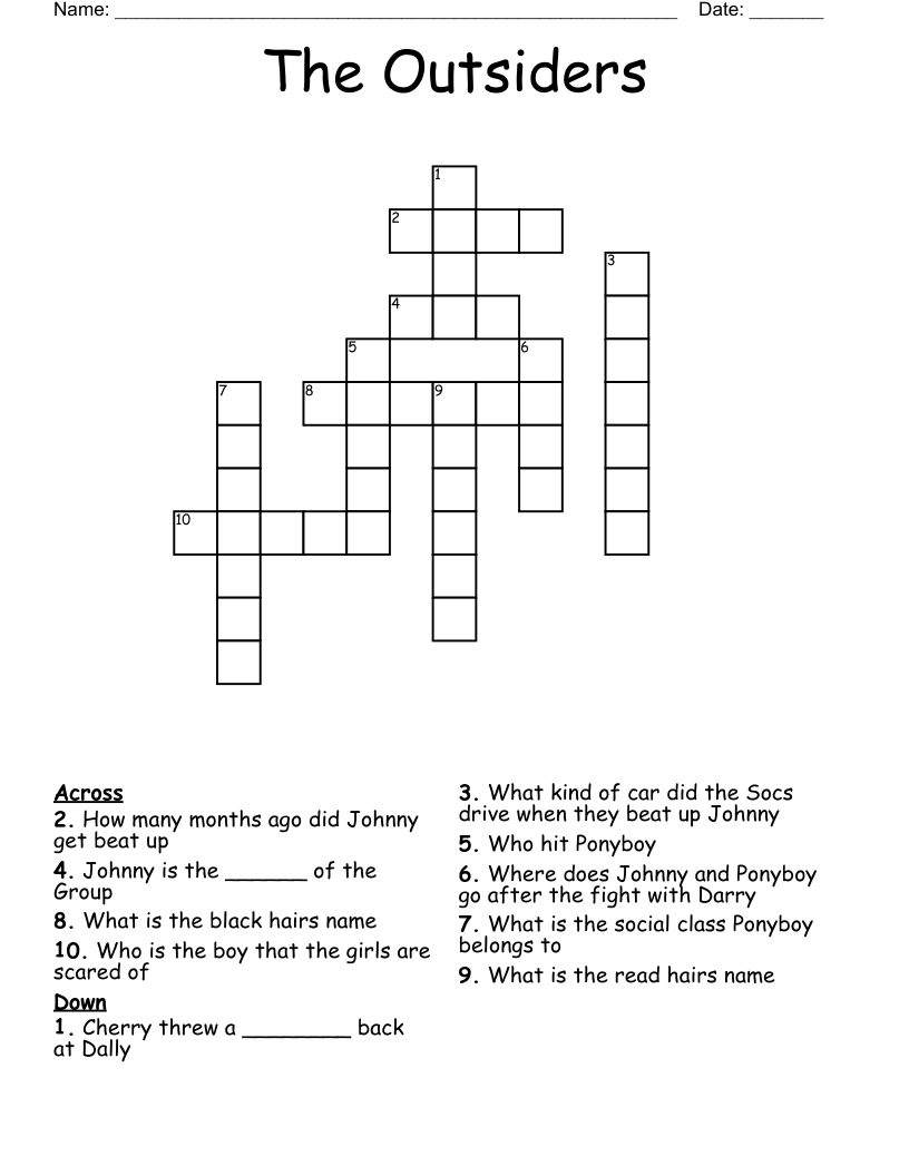The Outsiders Crossword