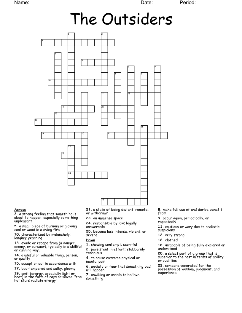 The Outsiders Crossword