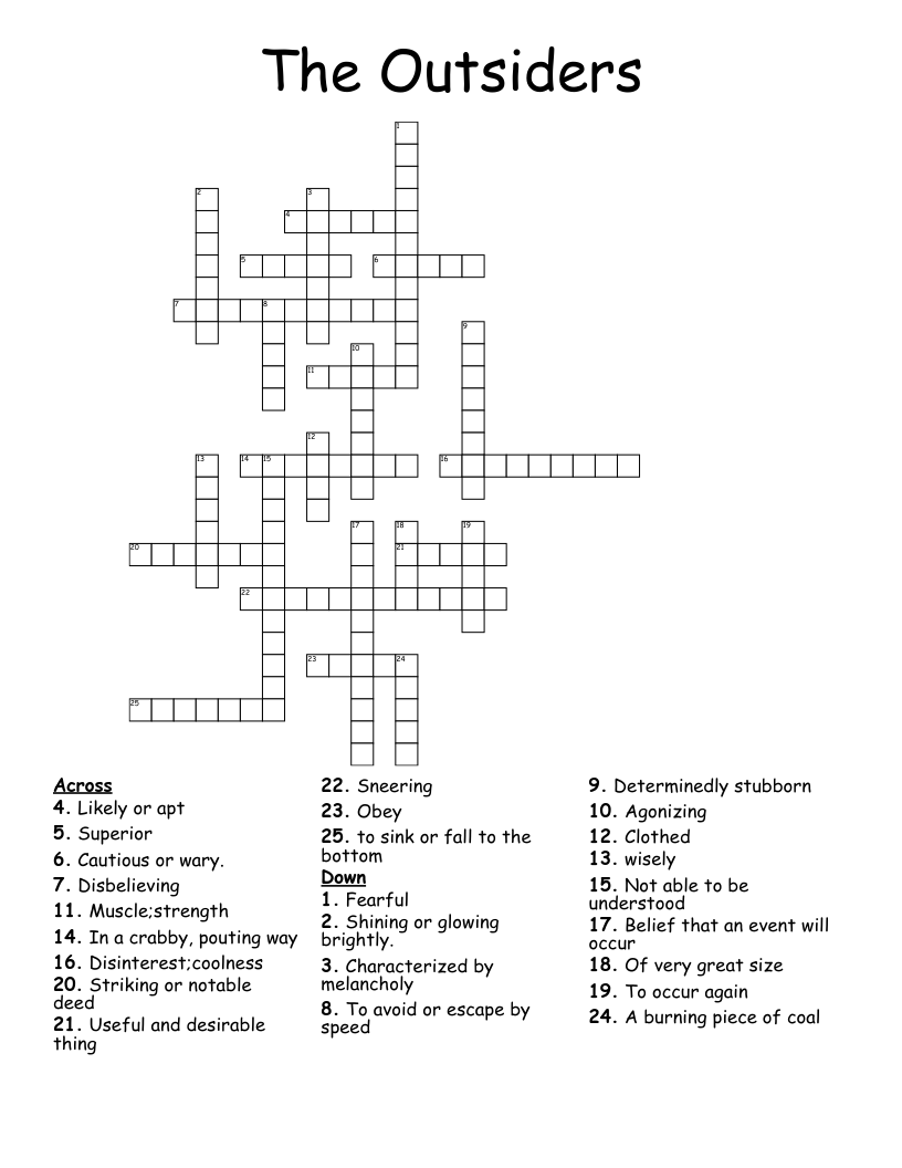 The Outsiders Crossword