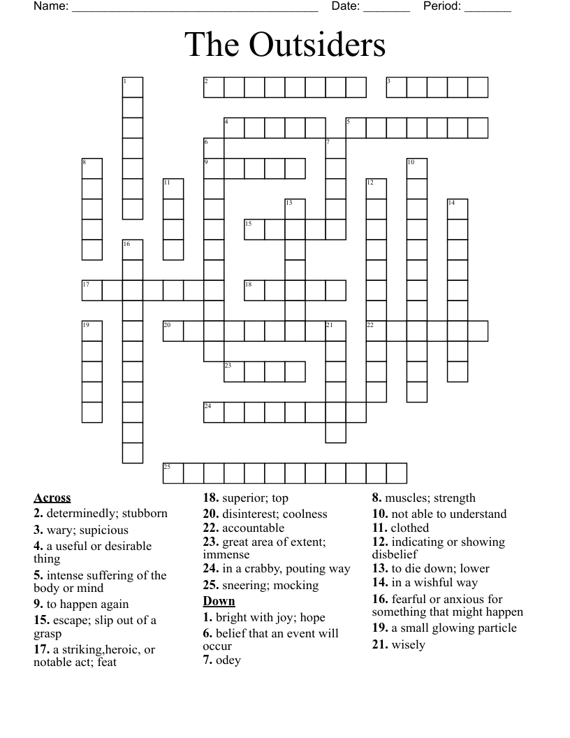 The Outsiders Crossword