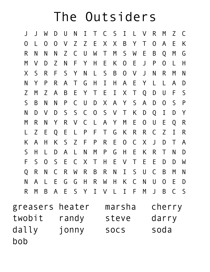 The Outsiders Word Search