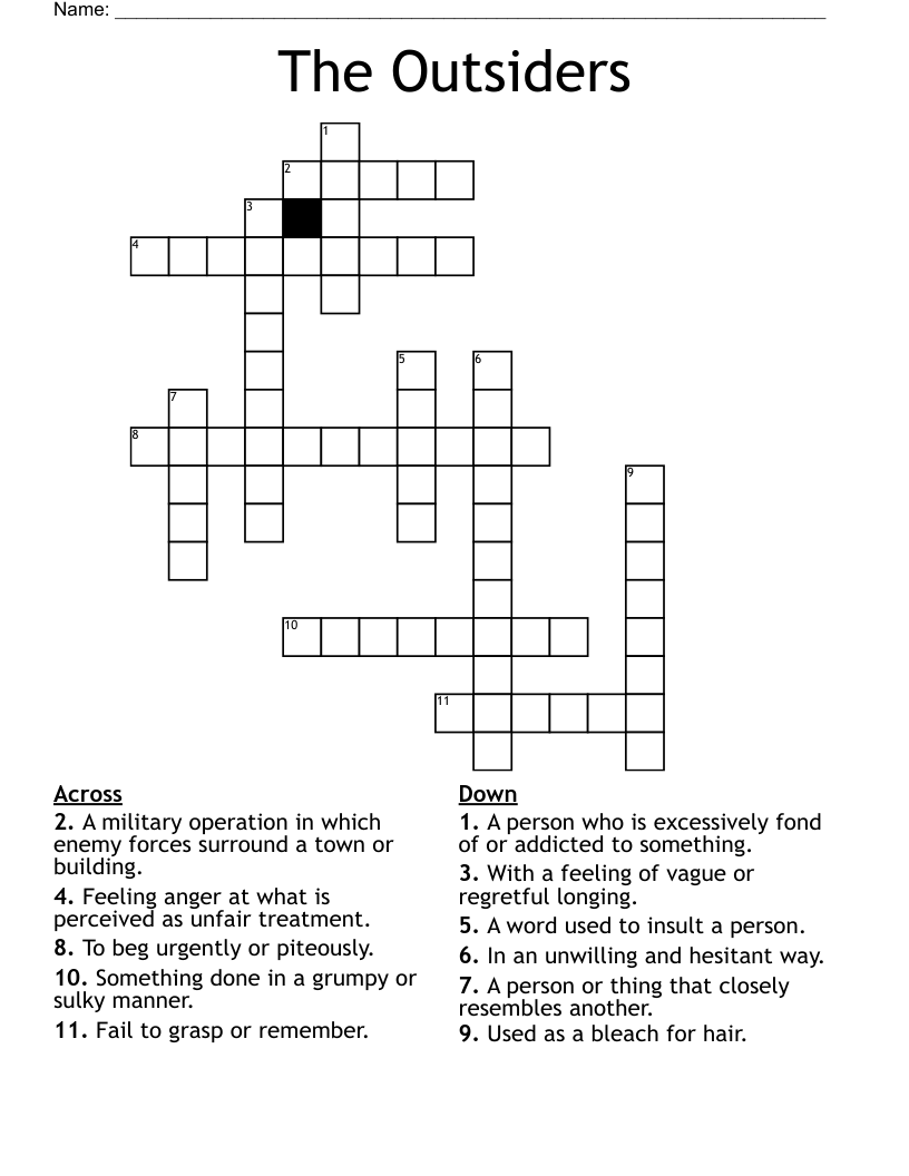 The Outsiders Crossword