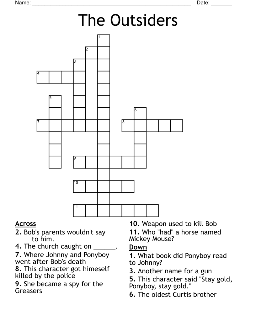 The Outsiders Crossword