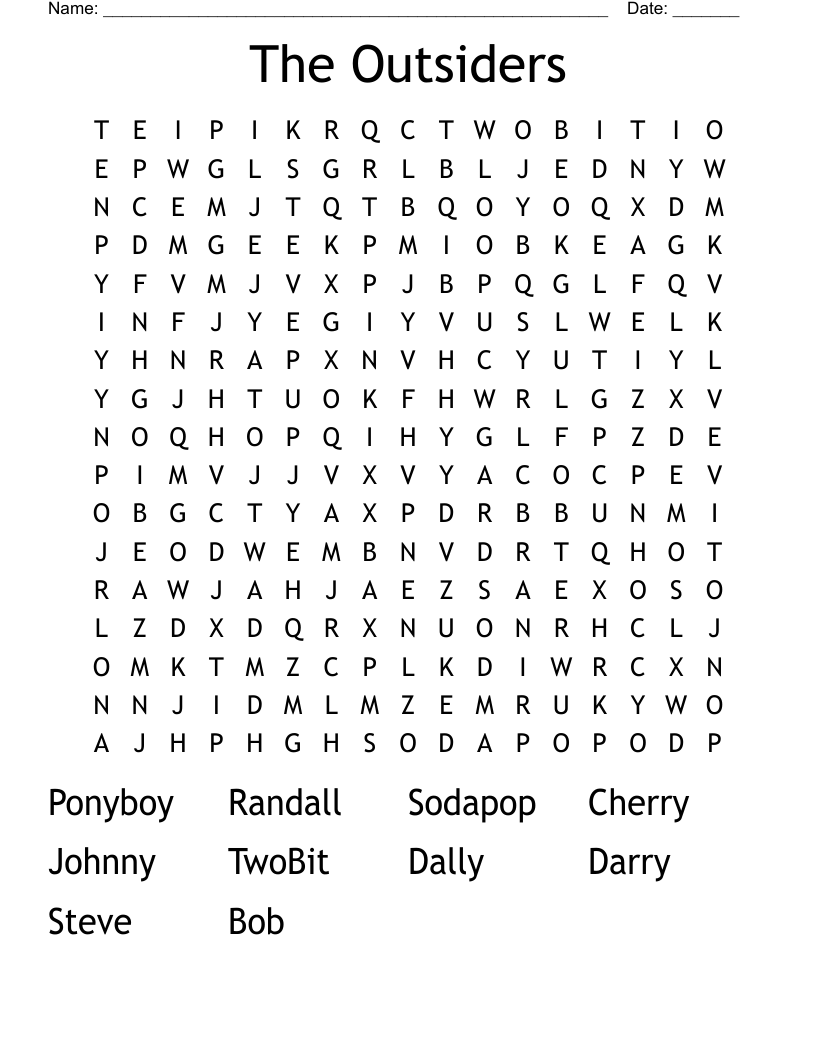 The Outsiders Word Search