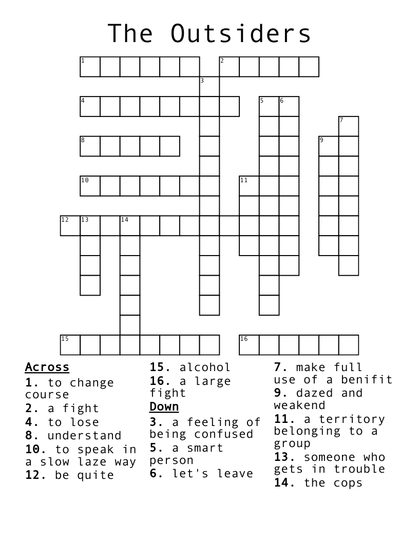 The Outsiders Crossword