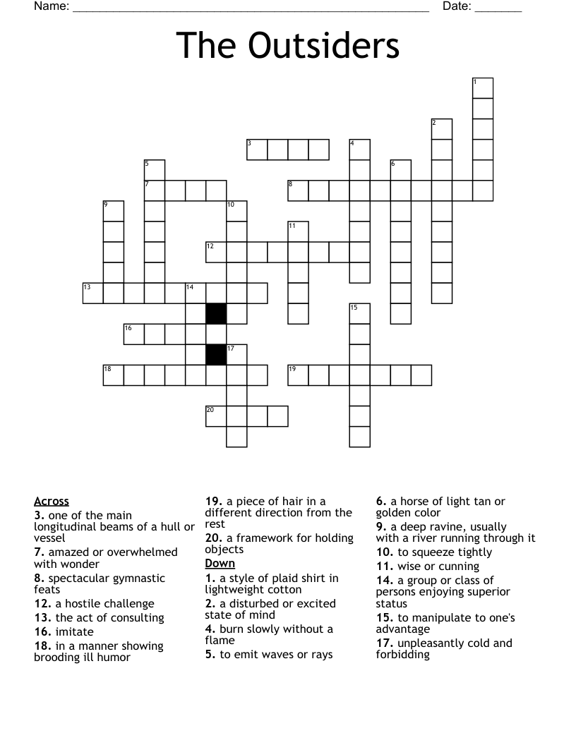 The Outsiders Crossword
