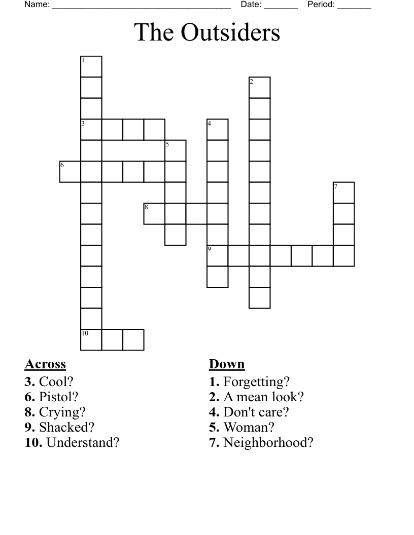 The Outsiders Crossword