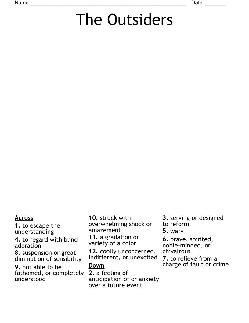 The Outsiders Crossword