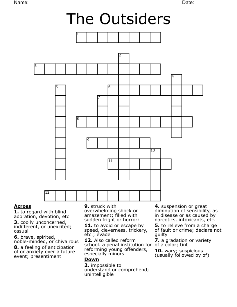 The Outsiders Crossword