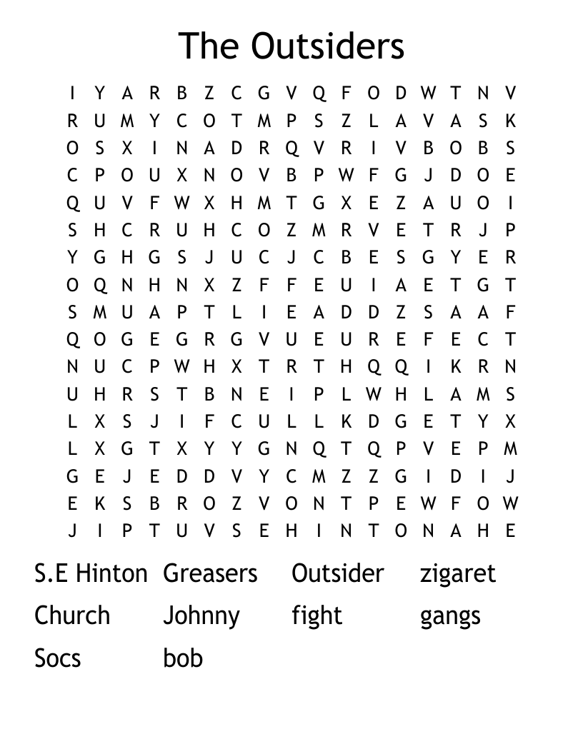 The Outsiders Word Search
