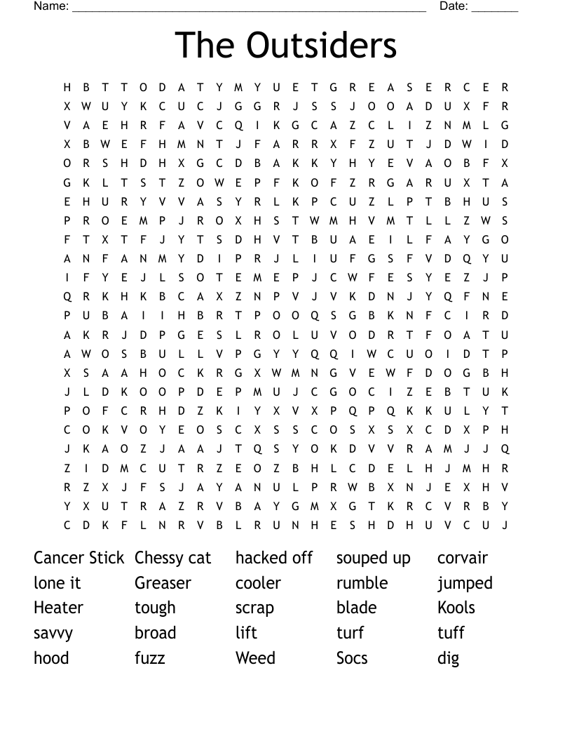 The Outsiders Word Search