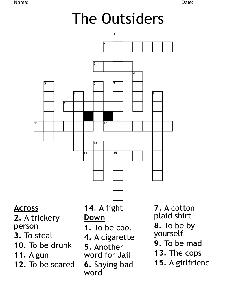 The Outsiders Crossword