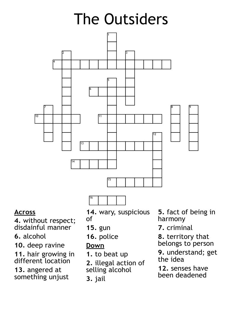 The Outsiders Crossword