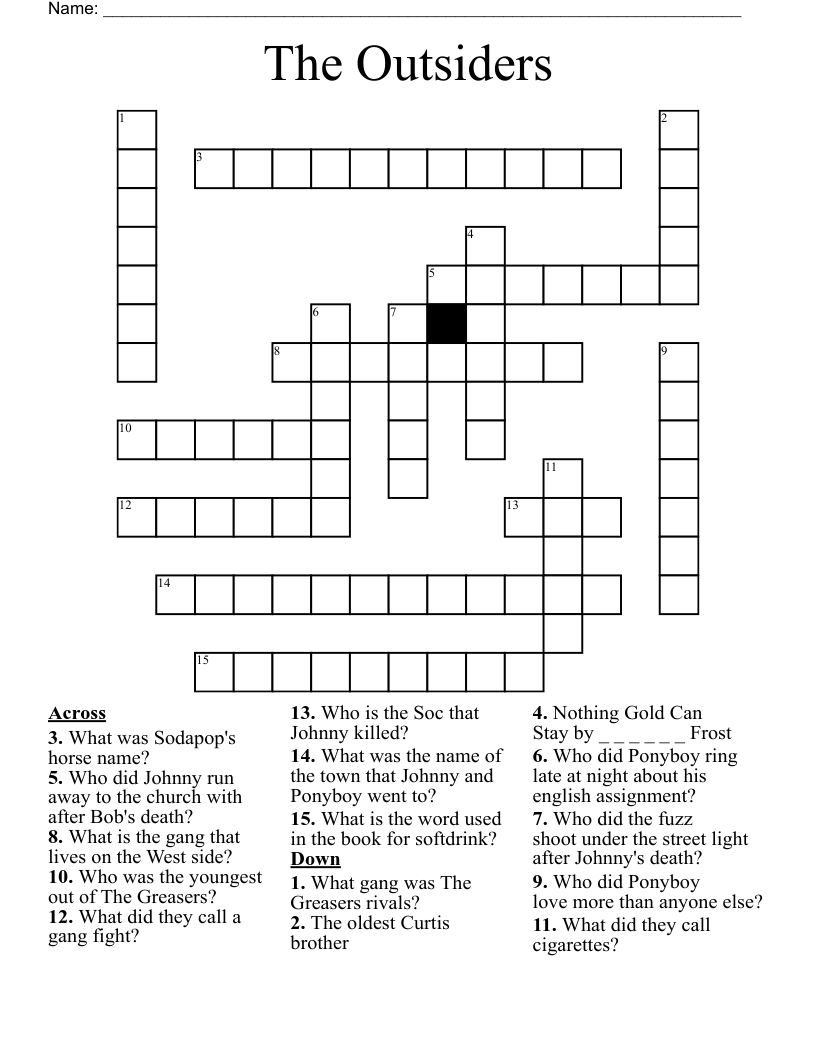 The Outsiders Crossword
