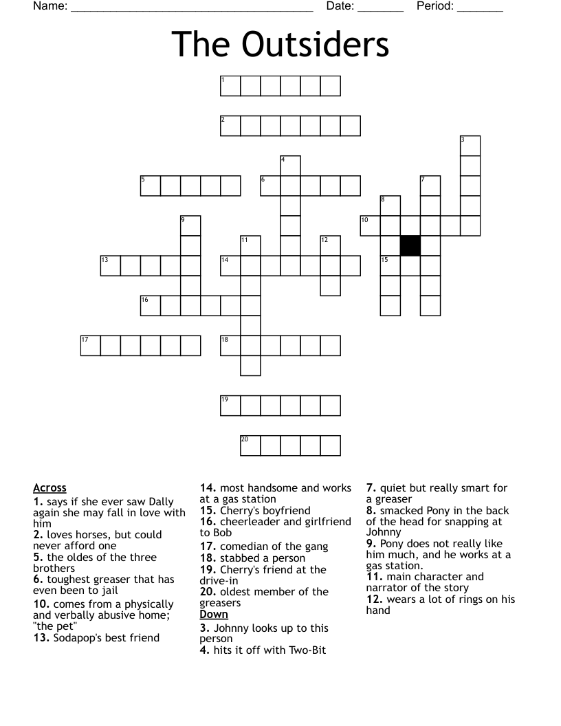 The Outsiders Crossword