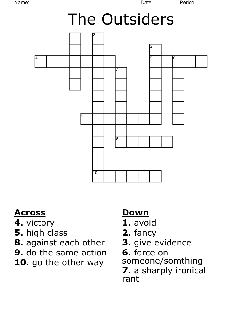 The Outsiders Crossword