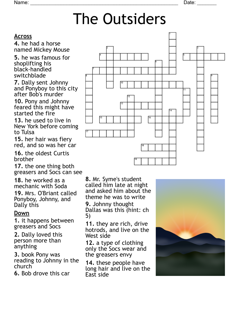 The Outsiders Crossword