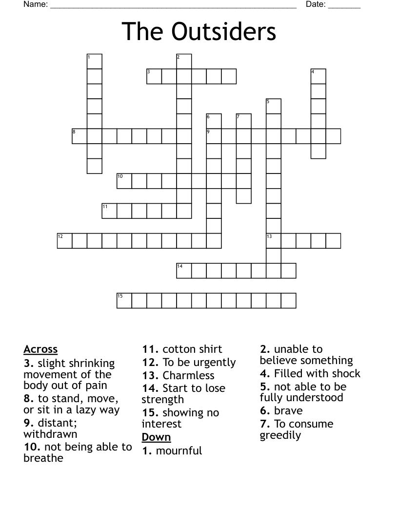 The Outsiders Crossword