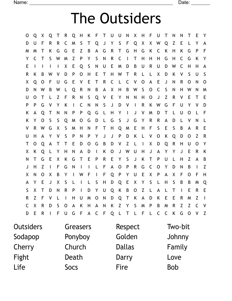 The Outsiders Word Search