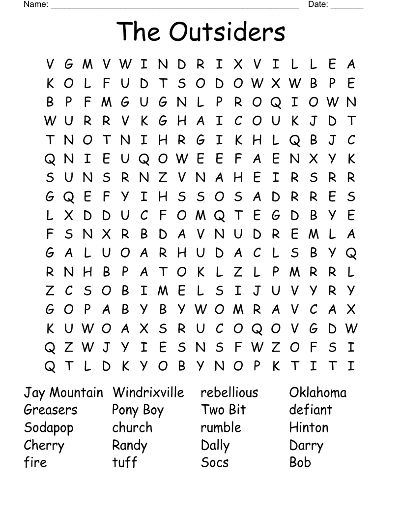 The Outsiders Word Search