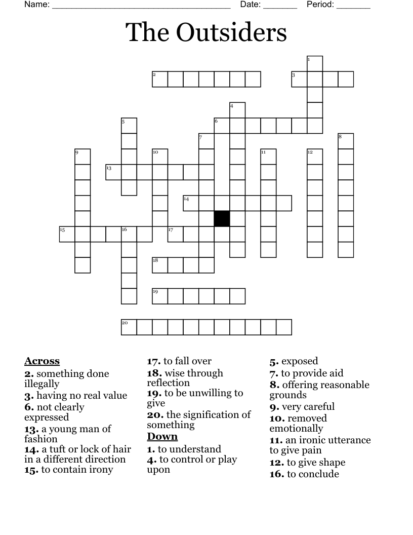 The Outsiders Crossword