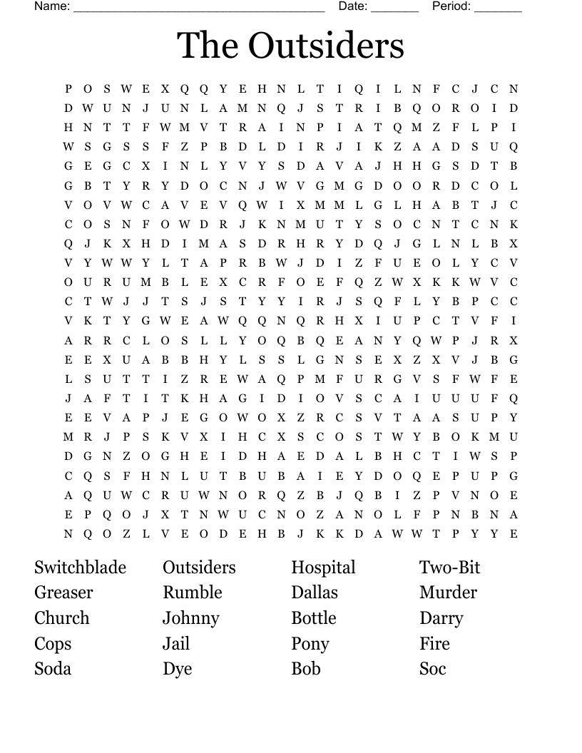 The Outsiders Word Search