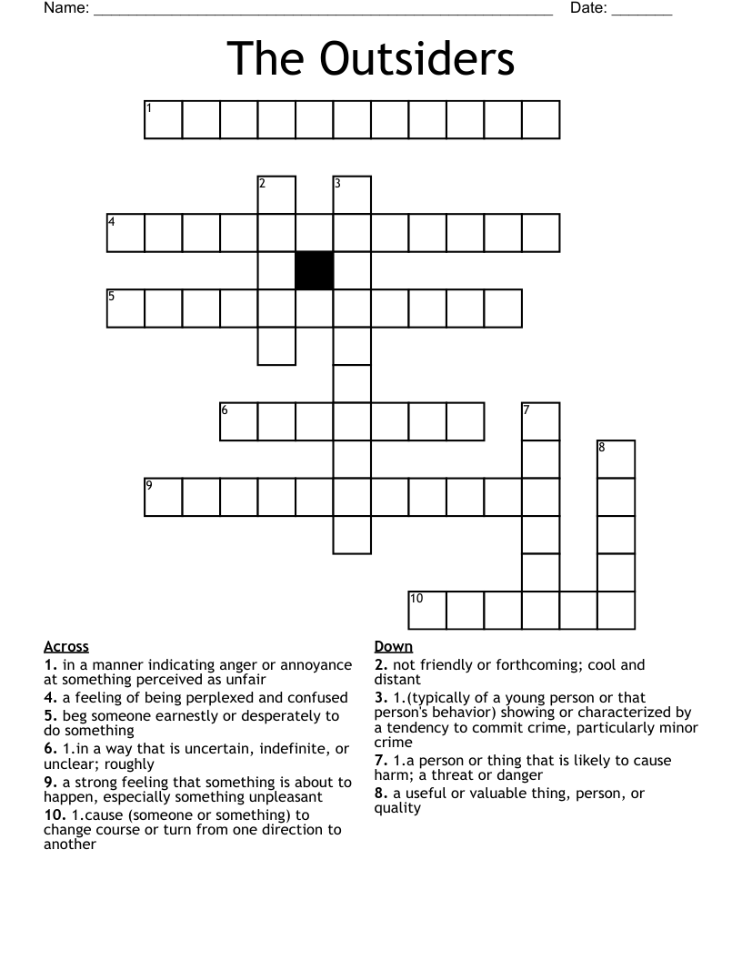 The Outsiders Crossword