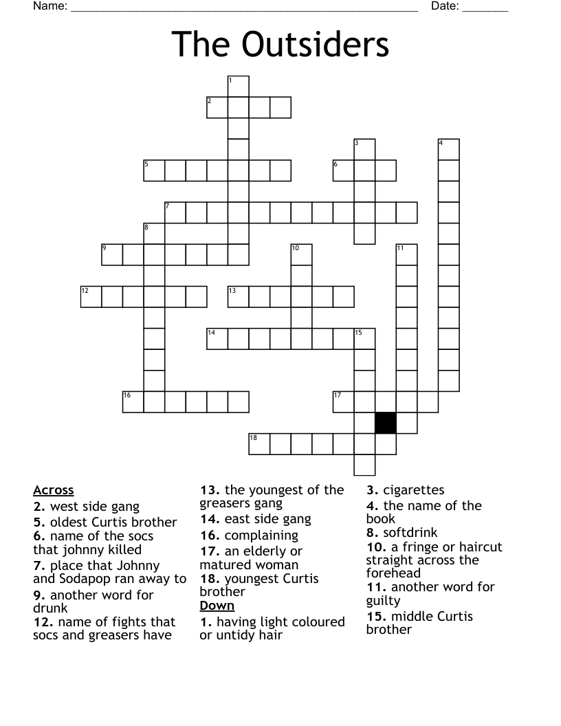 The Outsiders Crossword