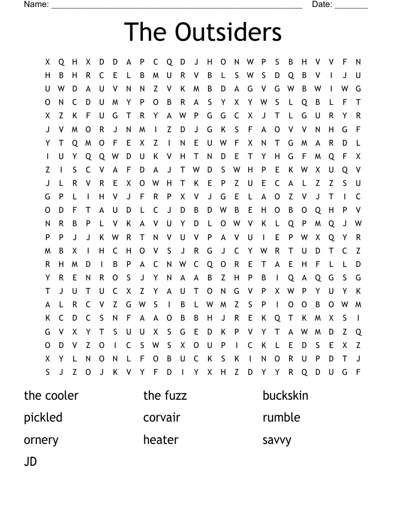 The Outsiders Word Search