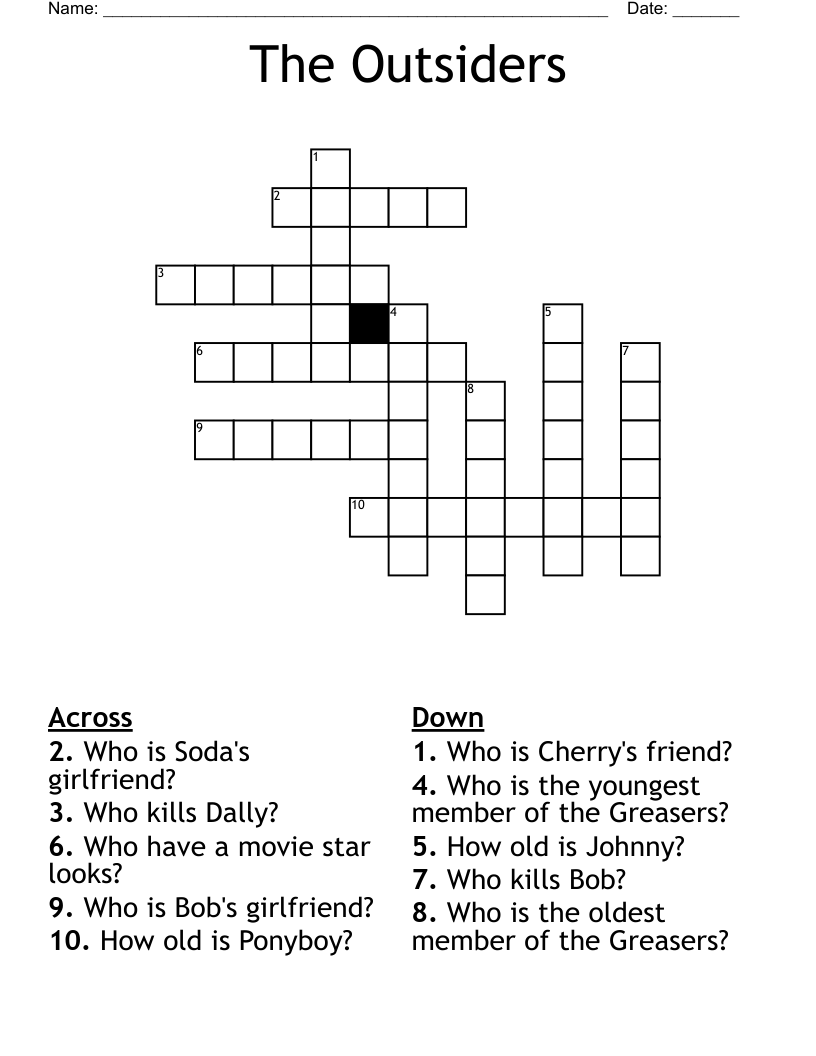 The Outsiders Crossword