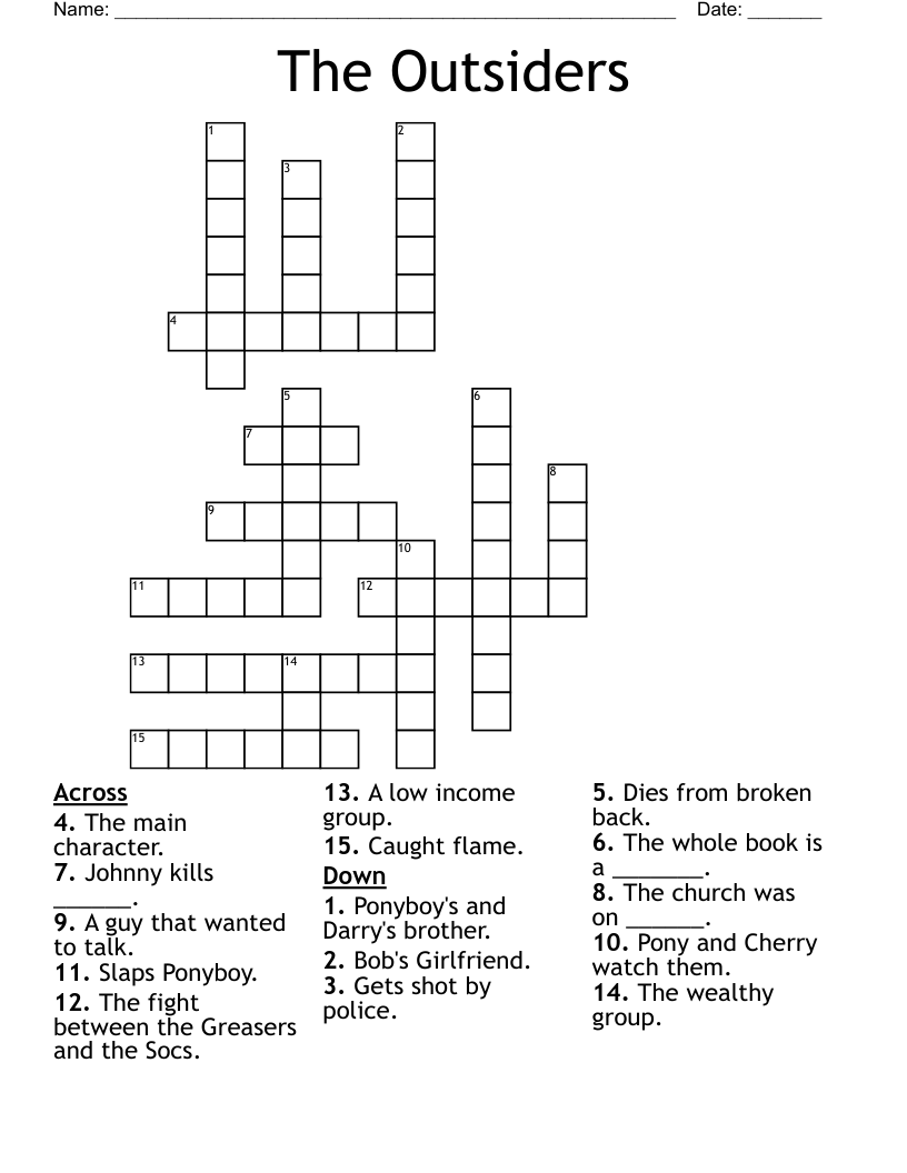 The Outsiders Crossword
