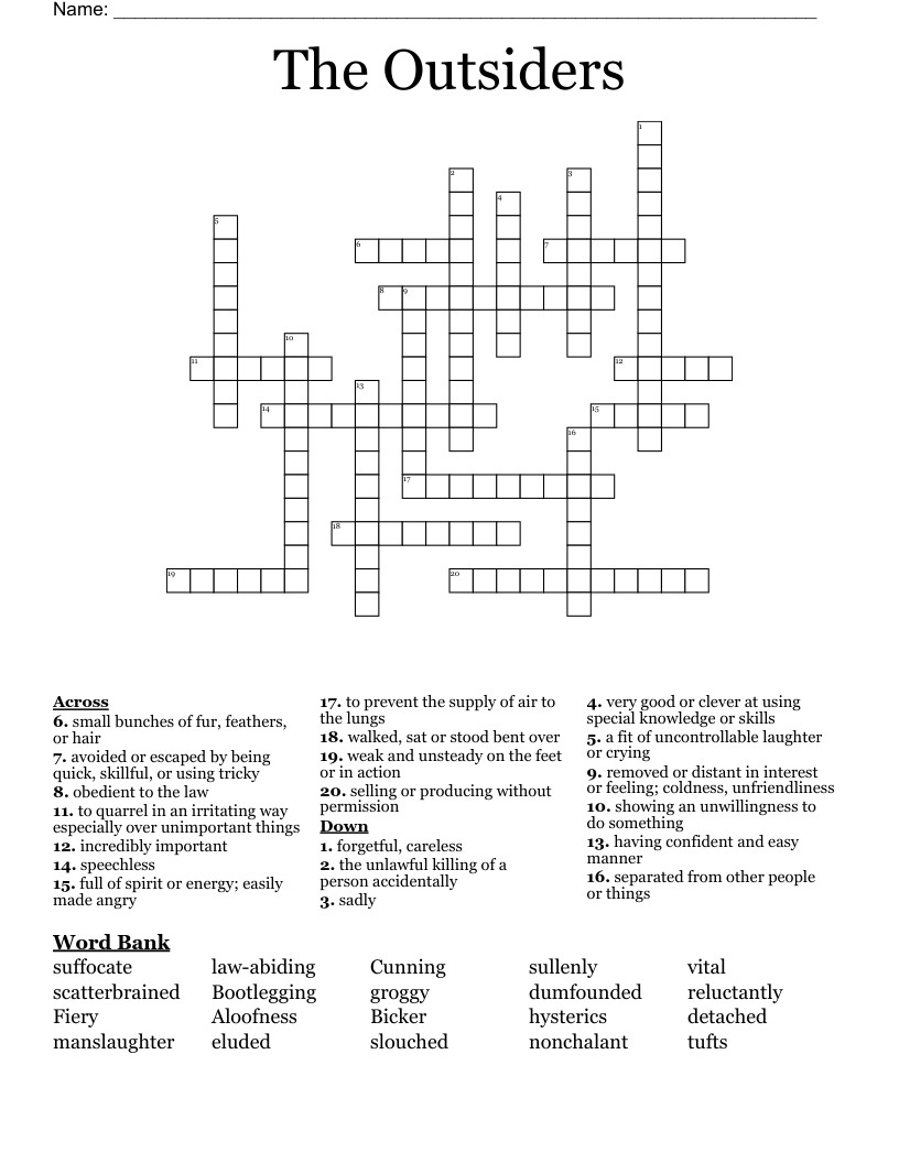 The Outsiders Crossword
