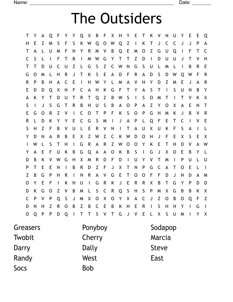 The Outsiders Word Search