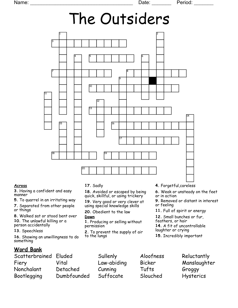 The Outsiders Crossword