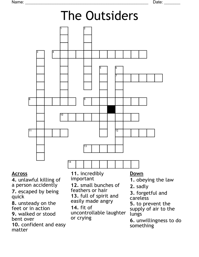 The Outsiders Crossword