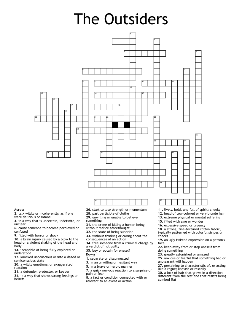 The Outsiders Crossword