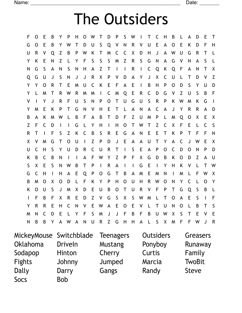 The Outsiders Word Search