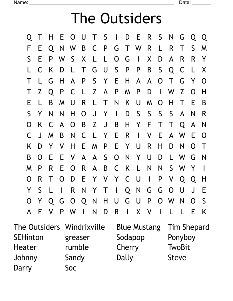 The Outsiders Word Search