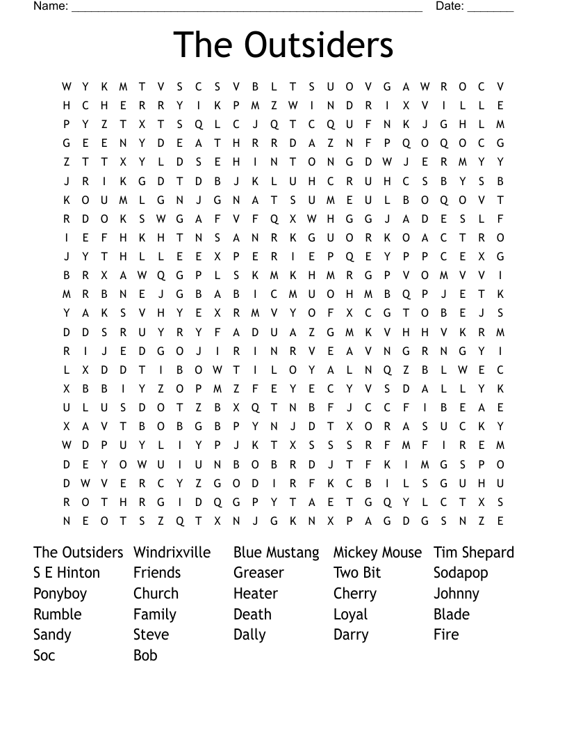 The Outsiders Word Search