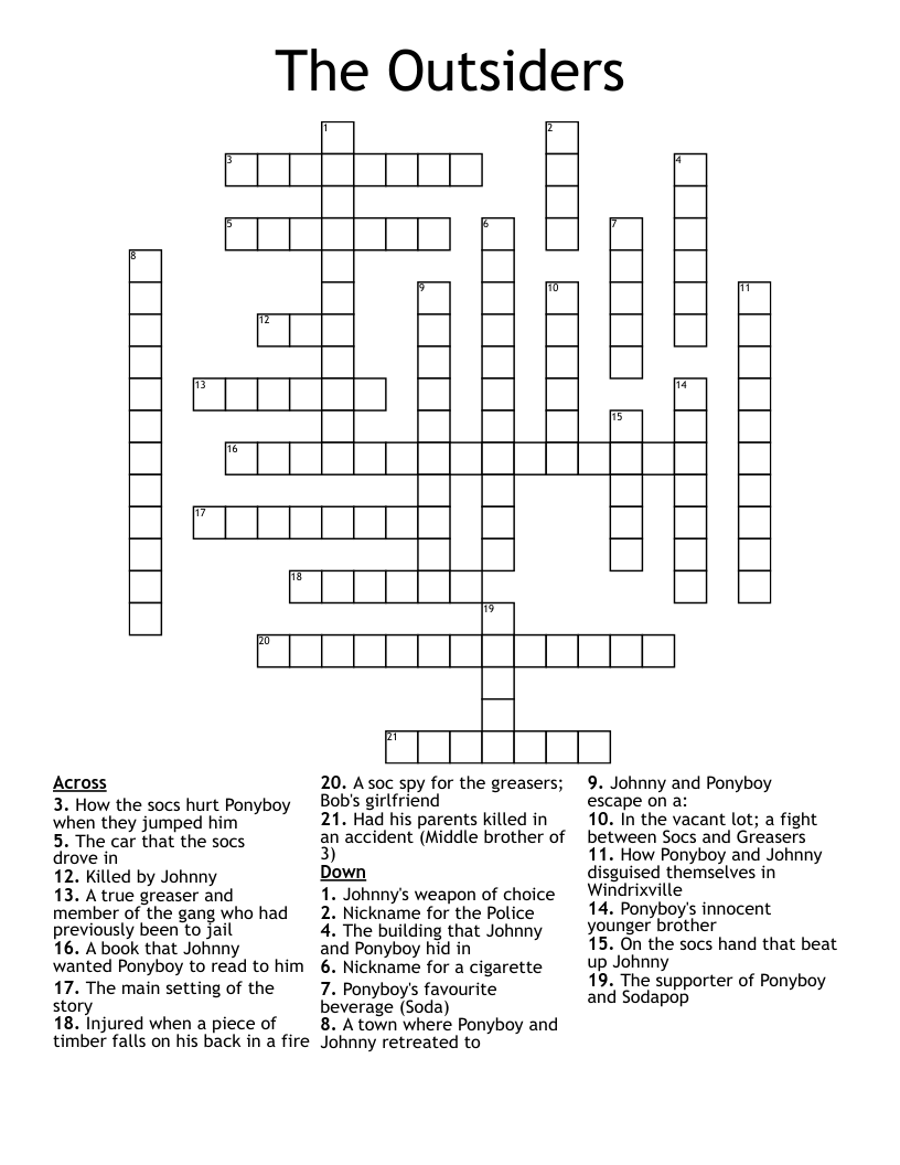 The Outsiders Crossword