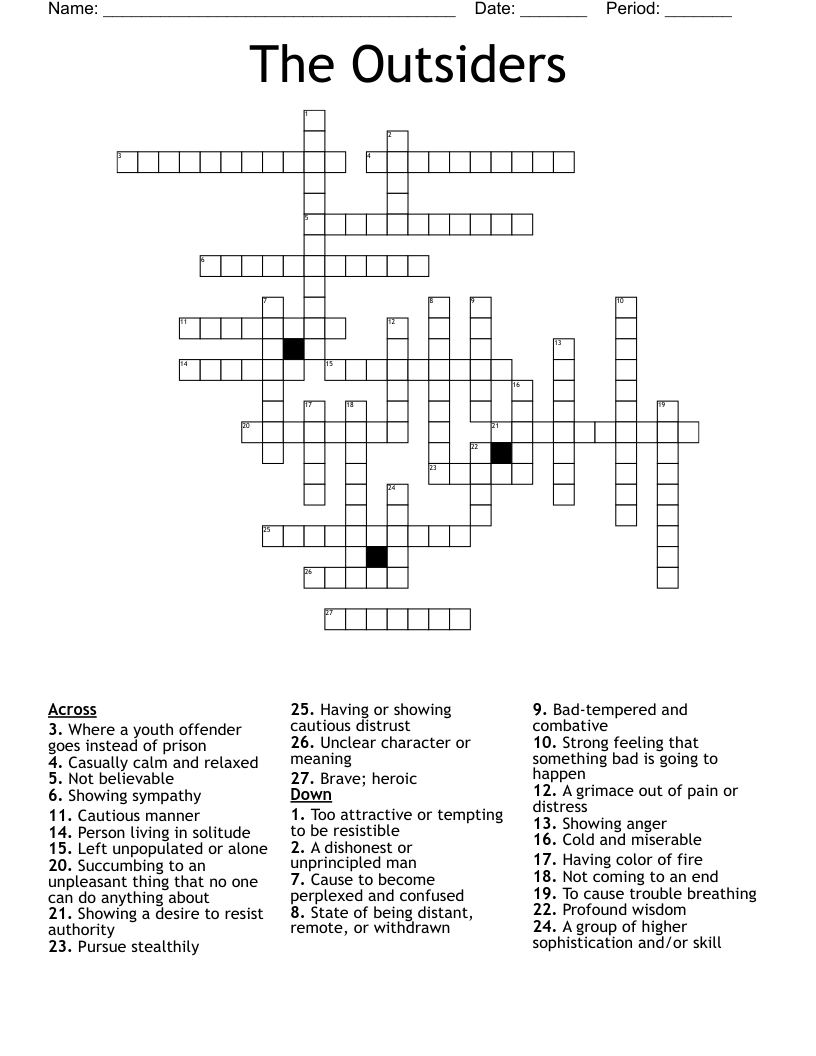 The Outsiders Crossword