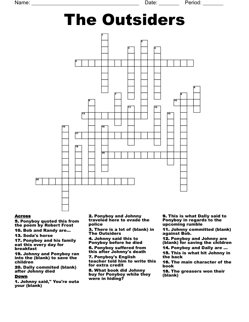 The Outsiders Crossword