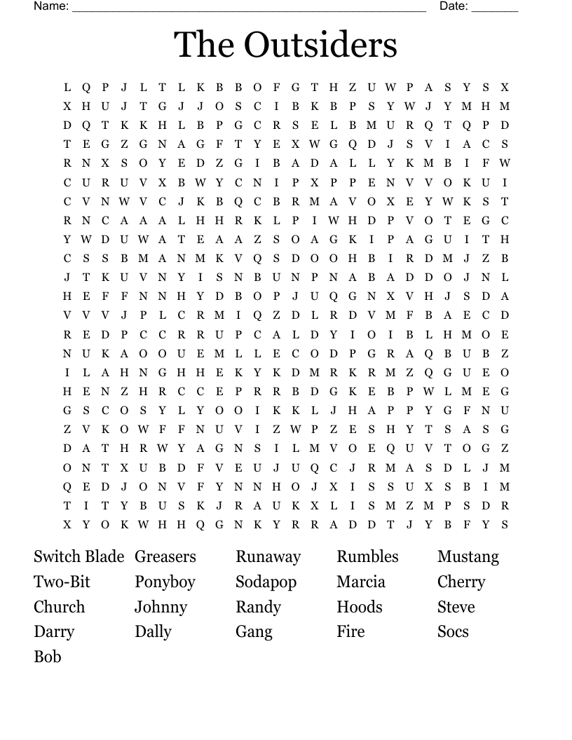 The Outsiders Word Search