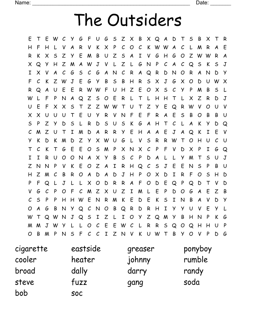 The Outsiders Word Search