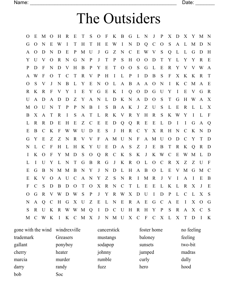 The Outsiders Word Search